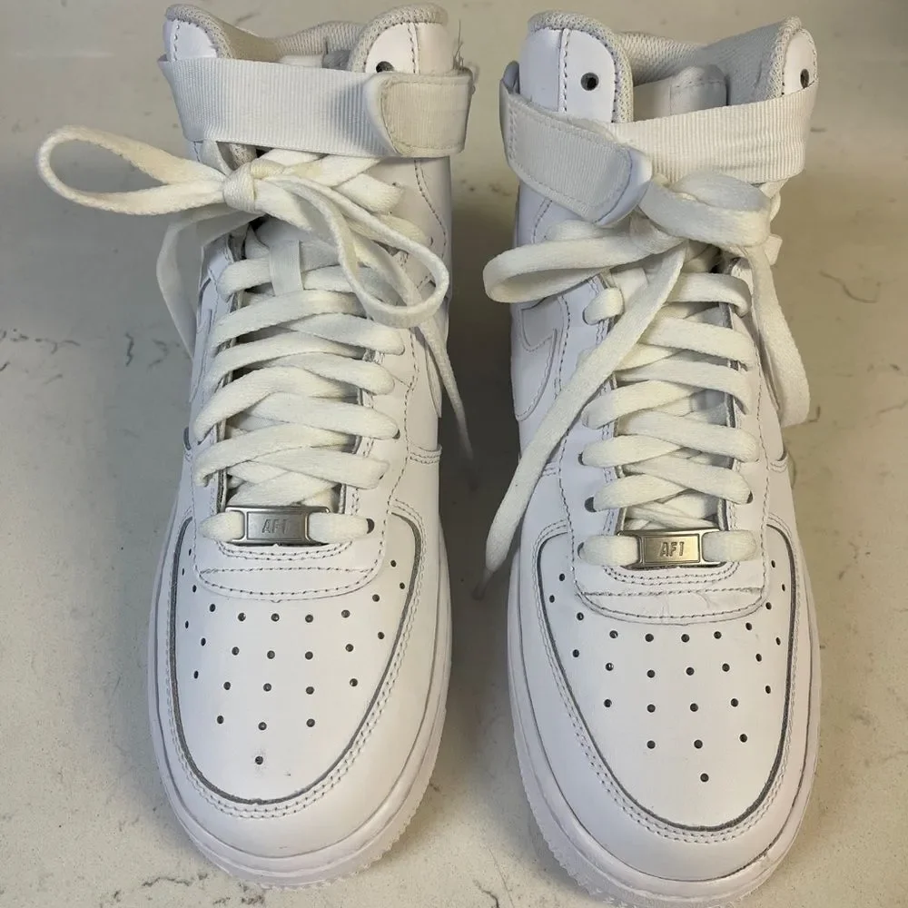 Nike Air Force 1 High LE Triple White GS Sneakers Size 6.5 Y DH2943-111 BIG KIDS